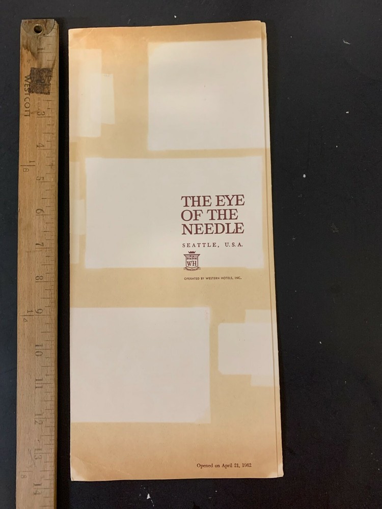 Vtg Eye Of The Needle Menu Seattle Washington Space Needle
