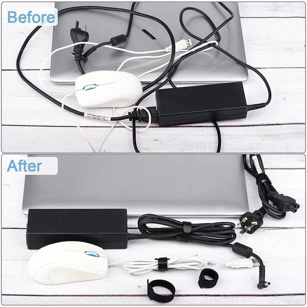 100Pcs Cable Straps Black Wire Cord Hook Loop Ties Reusable Fastening Organizer