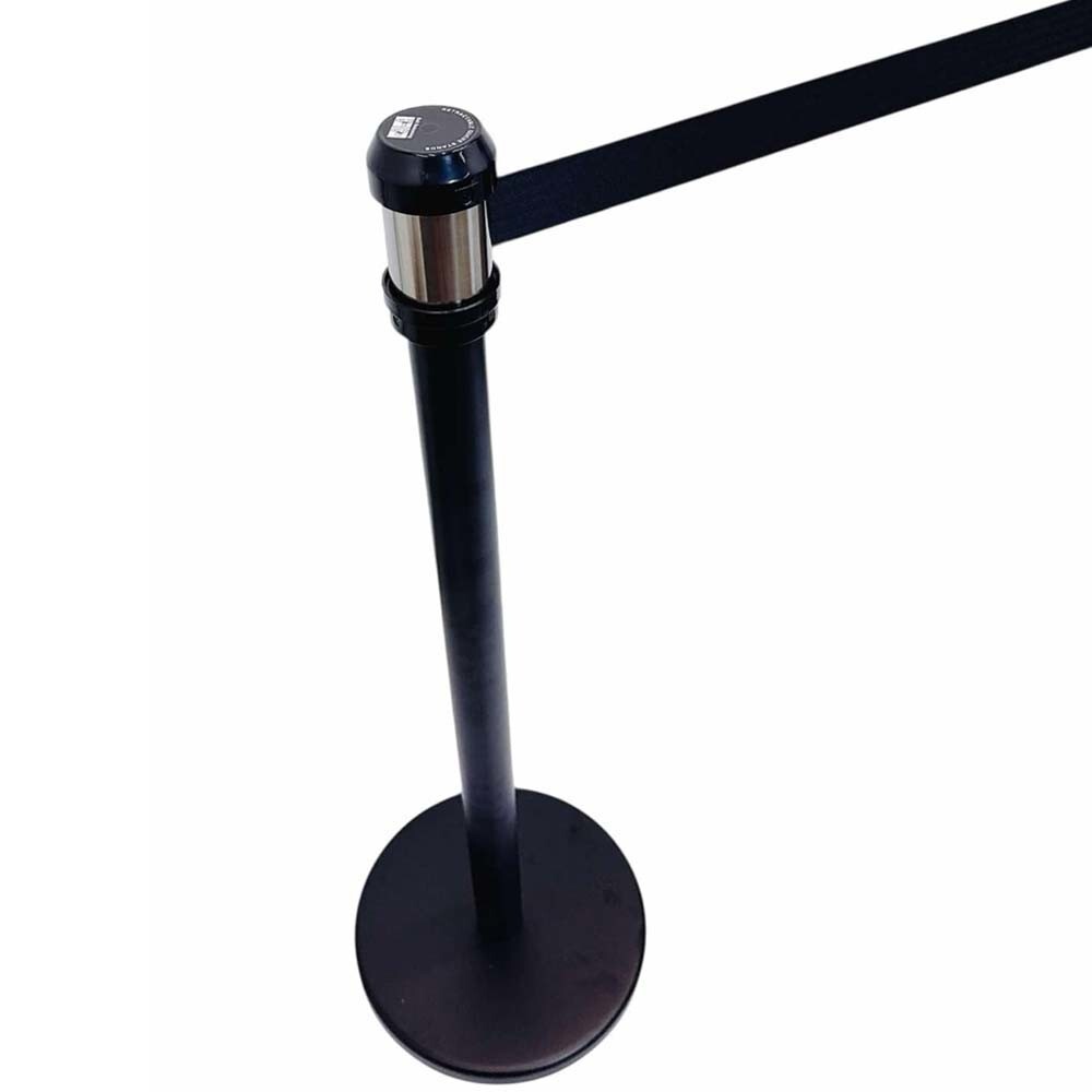 39" Tall Stanchion Queue Post, 75" L Retractable Belt Stanchion Post Queue Pole
