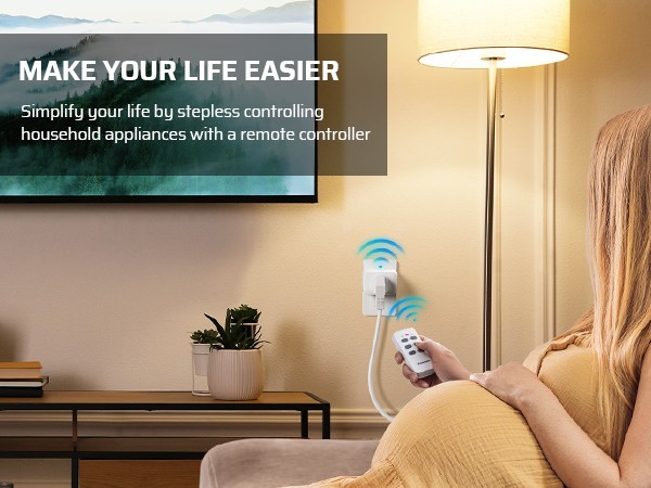 Wireless Remote Control Outlet, Light Switch, 100FT Range,1 Remote and 3 Outlets