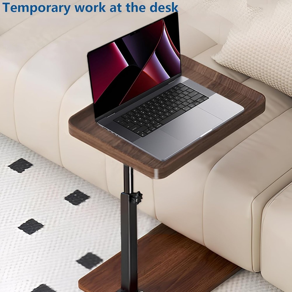 C Table End Table Adjustable Height 360°Swivel TV Tray Table Small Spaces Side