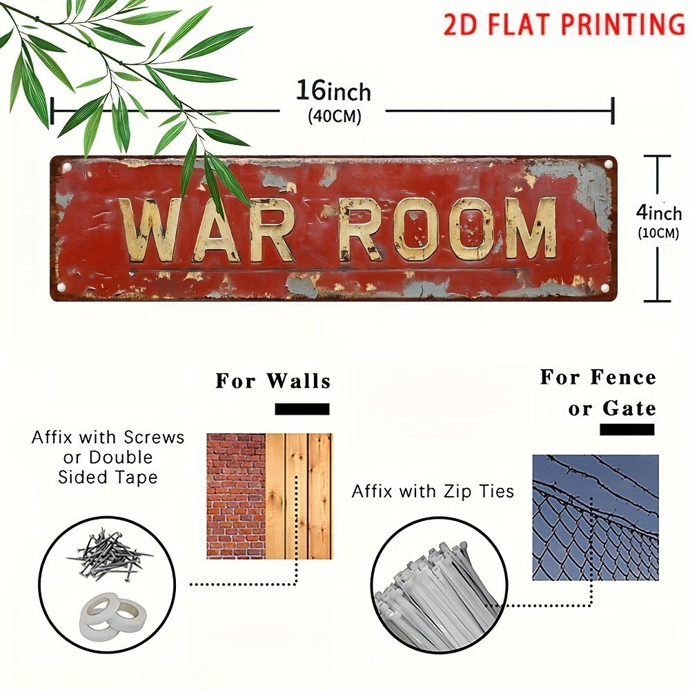 Vintage War Room Metal Signs Retro Military Decor Home Office Game Room Bar 4×16
