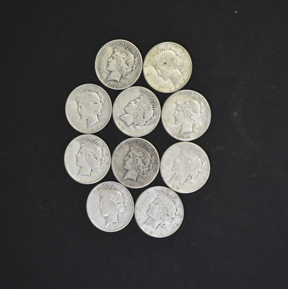 1922 - 1923  Peace Dollars x 10  "Culls"