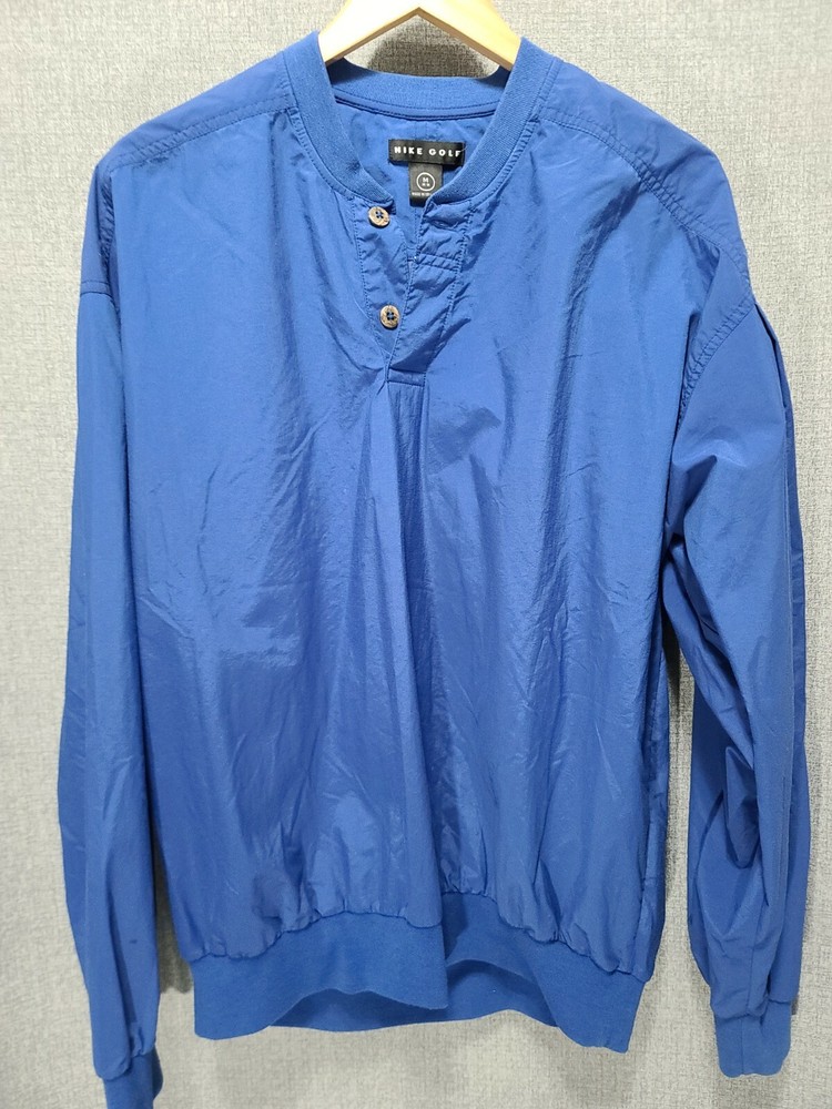 Nike Golf Mens Pullover Windbreaker Blue Long Sleeve 1/4 Button Medium B33