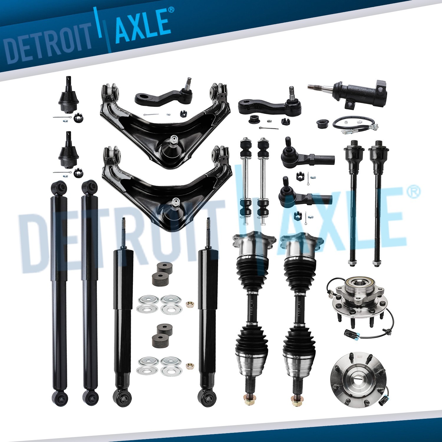 4WD Front Wheel Bearing Hubs CV Axle Control Arm Shock for Sierra Silverado 2500