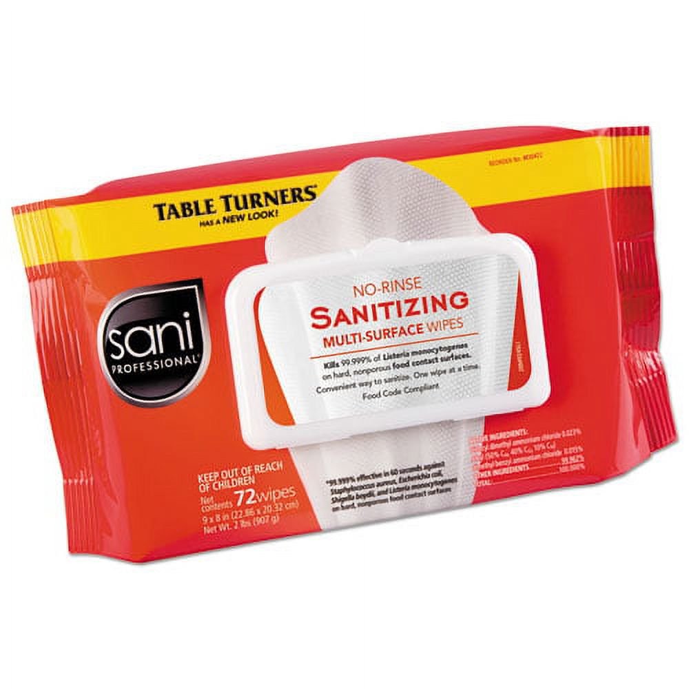 Sani Professional No-Rinse Sanitizing Multi-Surface Wipes, White 72ct