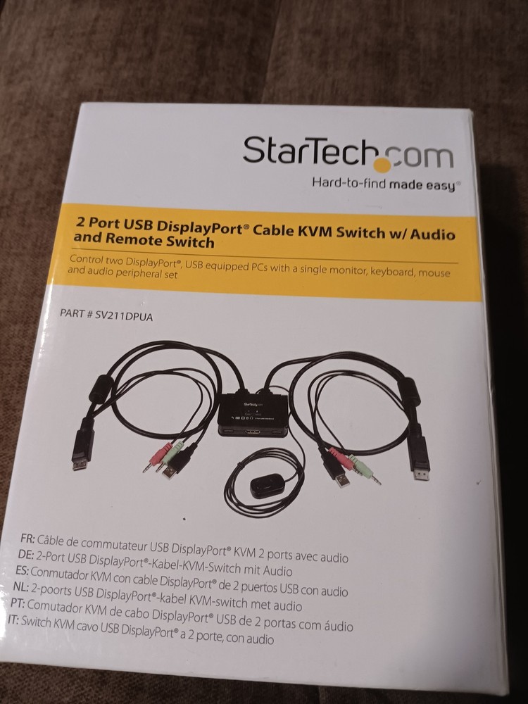 startech.com 2 port usb displayport cable kvm switch w/ audio and remote switch
