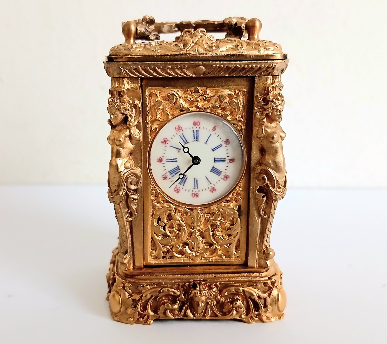 Miniature French Style Clock. Excellent Working Condition with Key.