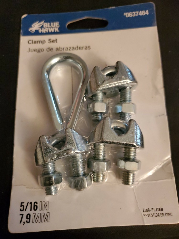 (1)Blue Hawk 5/16" Wire Clamp Set Zinc Plated