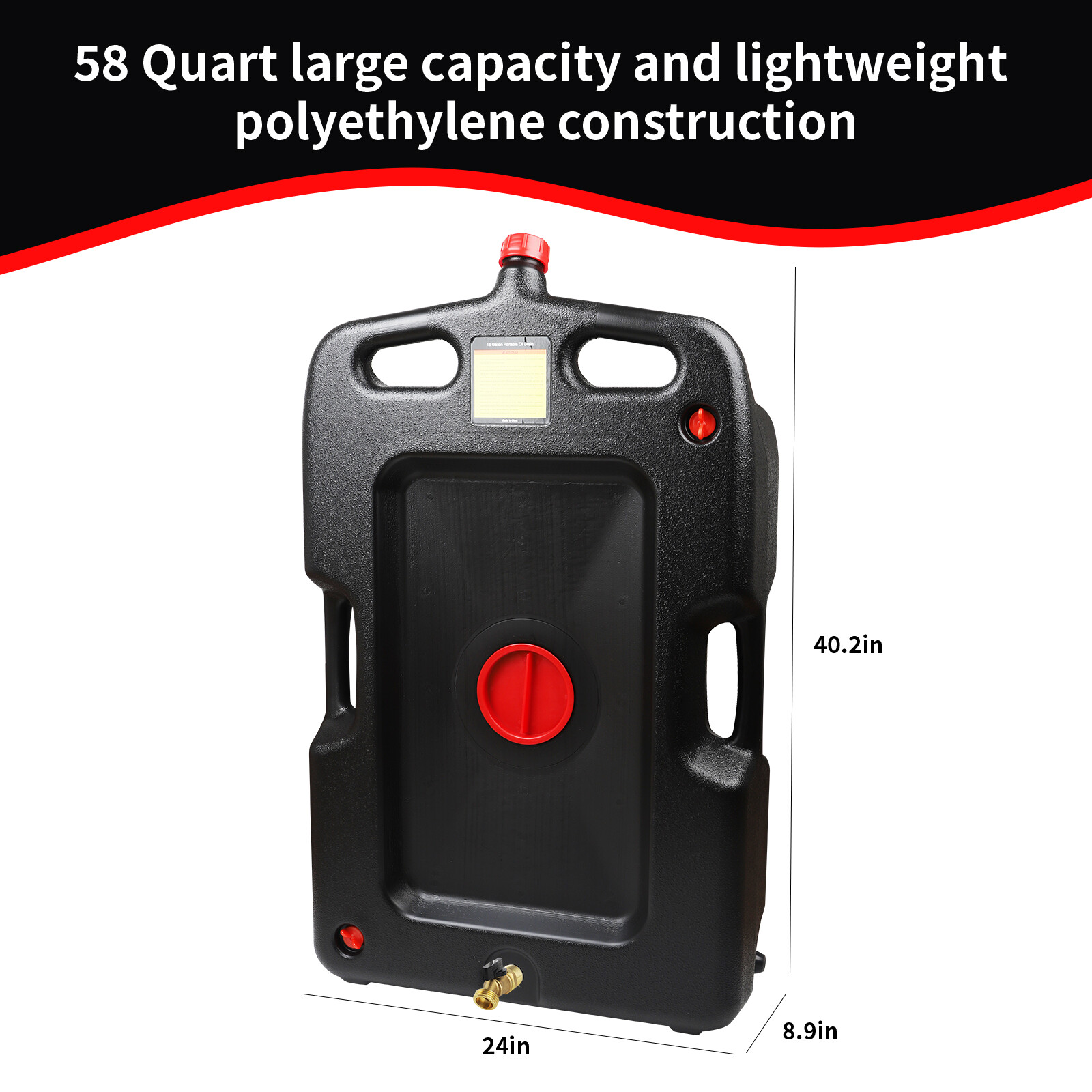 Aain AA075 15 Gallon Oil Drain Pan - 58 Quart Large Opening with Seal Cap