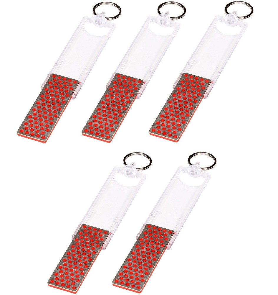 5 PACK DMT Mini-Sharp Keychain Sized Diamond Knife Sharpener Fine Grit 5 ⅝" Open