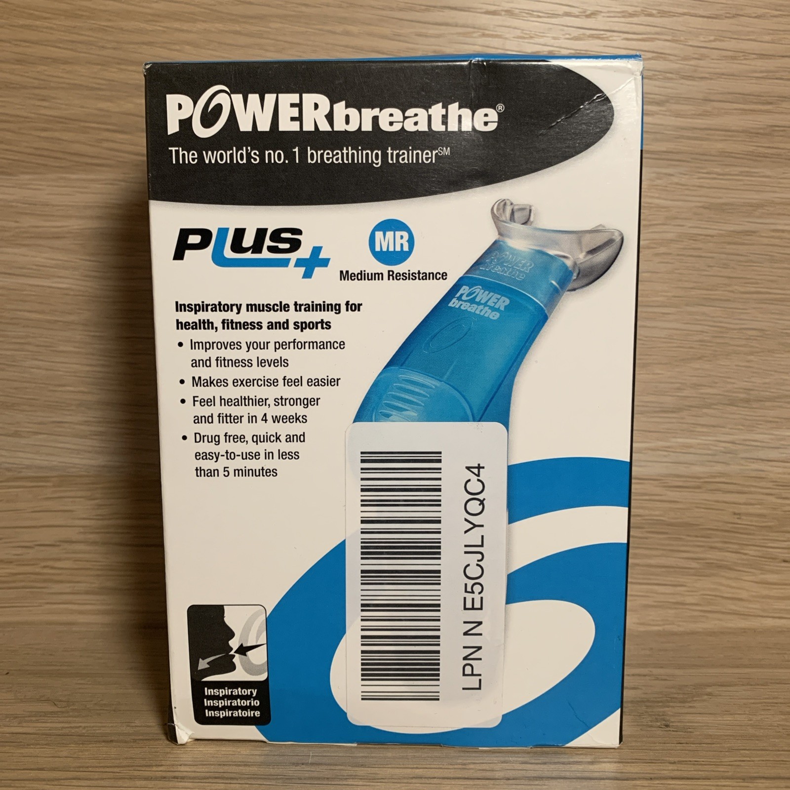 POWERbreathe Plus Medium Resistance Breathing Muscle Trainer Blue NEW OPEN BOX