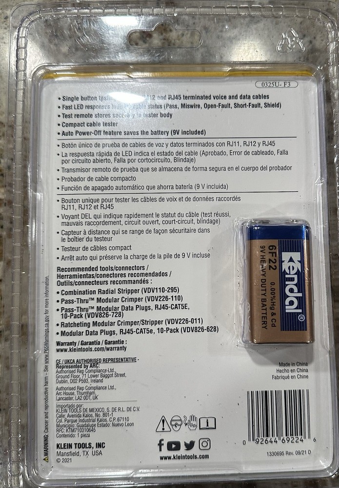 Klein Tools LAN Explorer Data Cable Tester With Remote VDV526-100 NEW