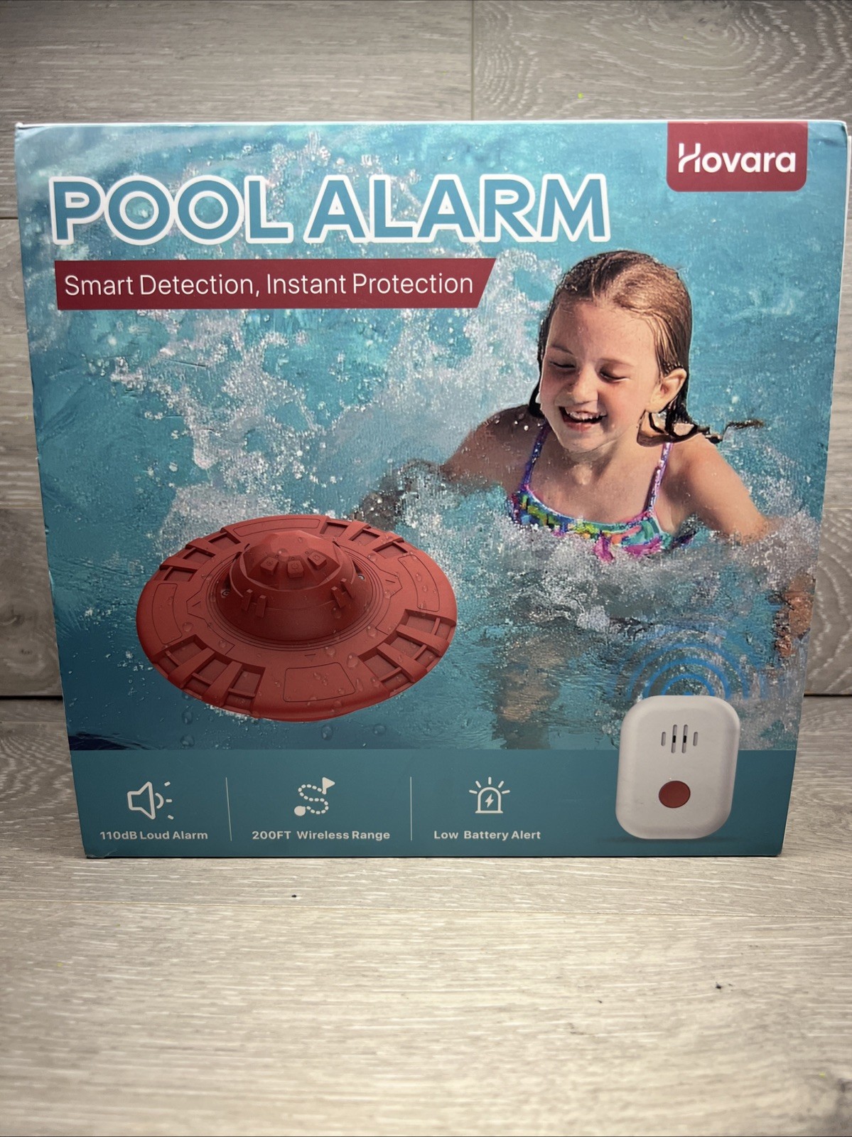 Hovara Floating Pool Safety Alarm Loud 110dB for Inground Above Ground Pool Blue