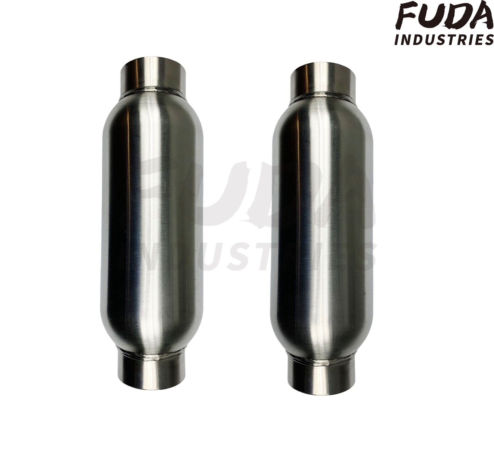 2.5" Inlet / Outlet Exhaust Muffler 12" Length Resonator SS Pair of 2