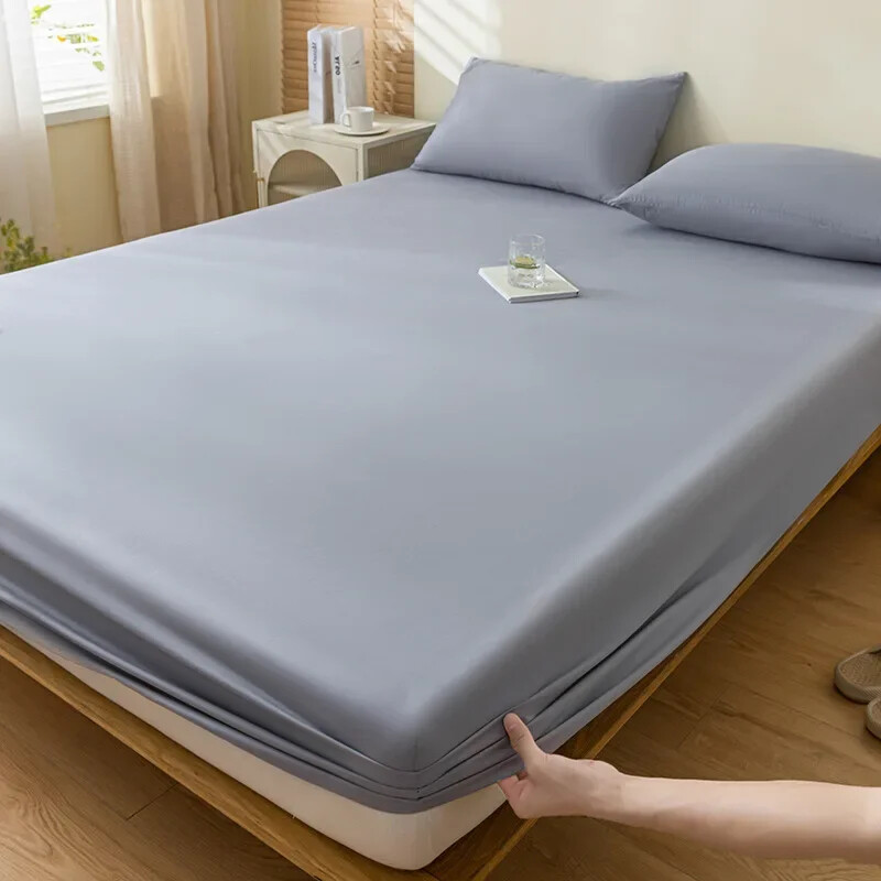 Solid Color Fitted Sheet Double Adjustable Mattress Cover Protector Elastic