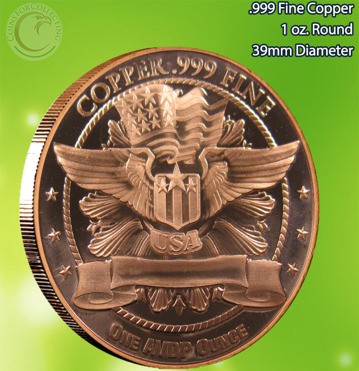 Capped Bust 1 oz .999 Copper Round Wings & Flag back