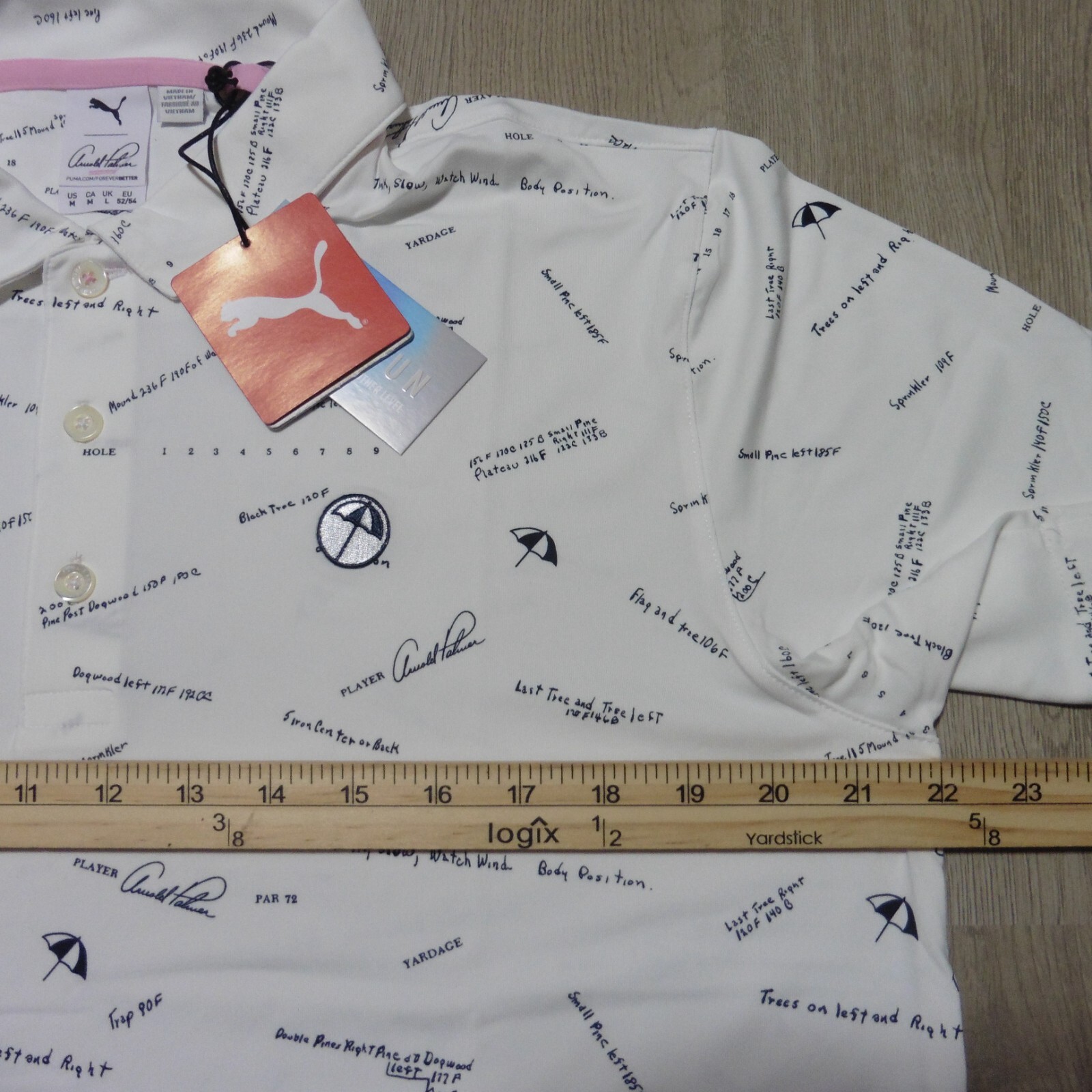 PUMA Arnold Palmer AP Scorecard Men's Golf Polo Shirt M White