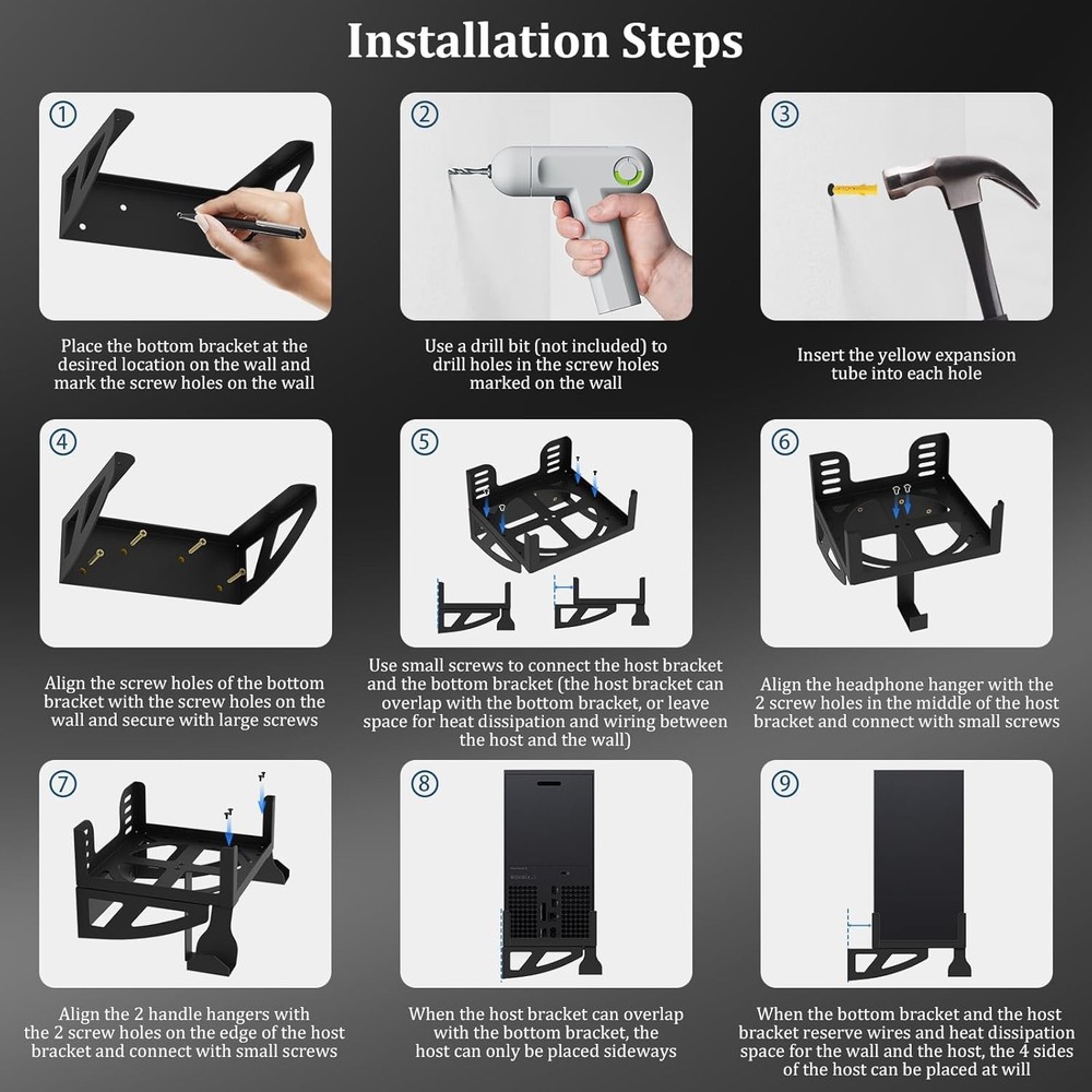 Wall Mount for Xbox Series X Multifunctional Bracket Controller Headset Holders