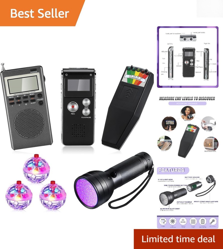 Beginner-Friendly Ghost Hunting Kit: EVP Recorder, UV Flashlight, LED Cat Balls