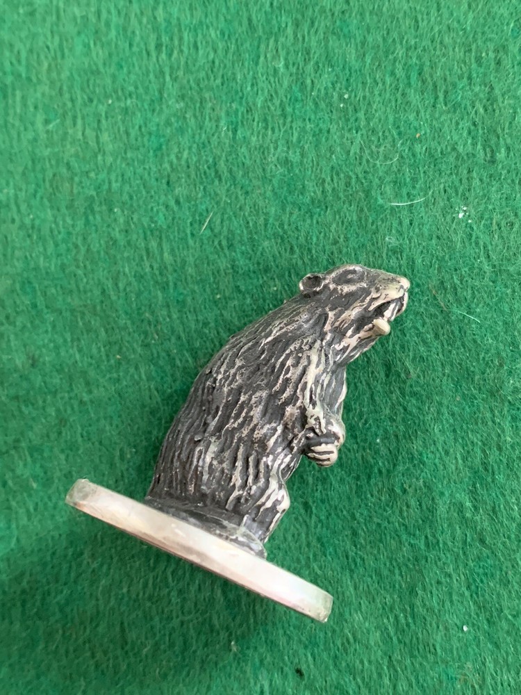 Hallmarked 1873 84 Russian Solid Silver Beaver Statue