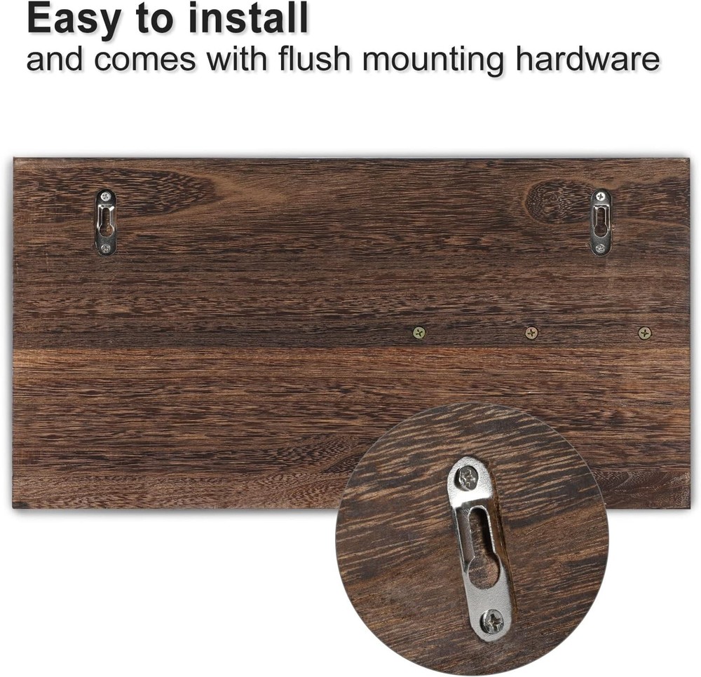 Rustic Wall-Mounted Mail Organizer & Key Holder with 7 Hooks – Easy Install