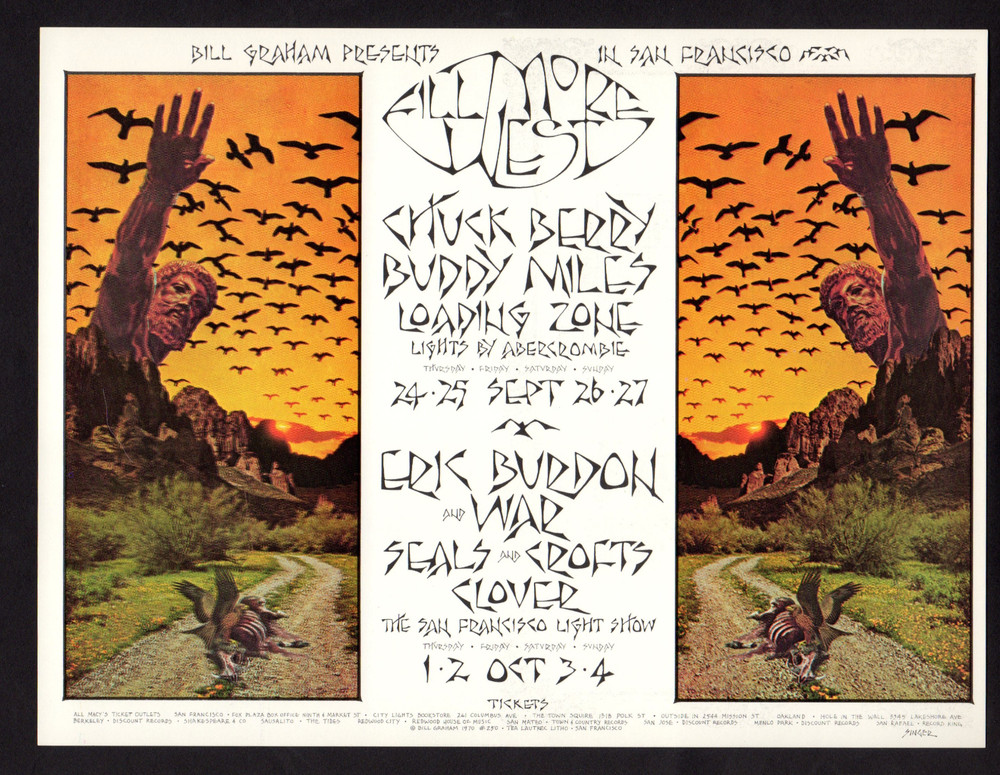 Chuck Berry, War - 1970 original handbill