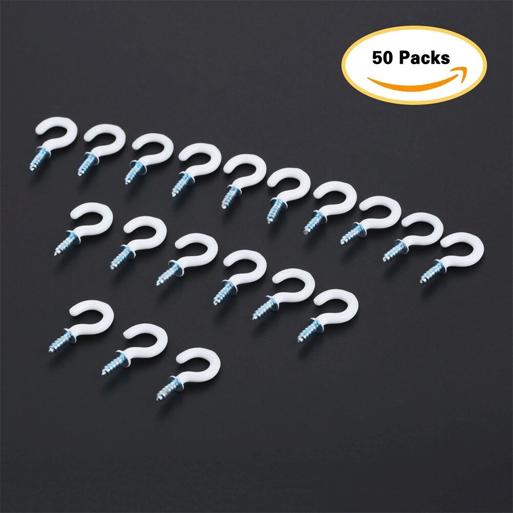 50Pcs/lot 0.94" Strong Sharp Vinyl Coated Ceiling Hooks Space-saving Hardware