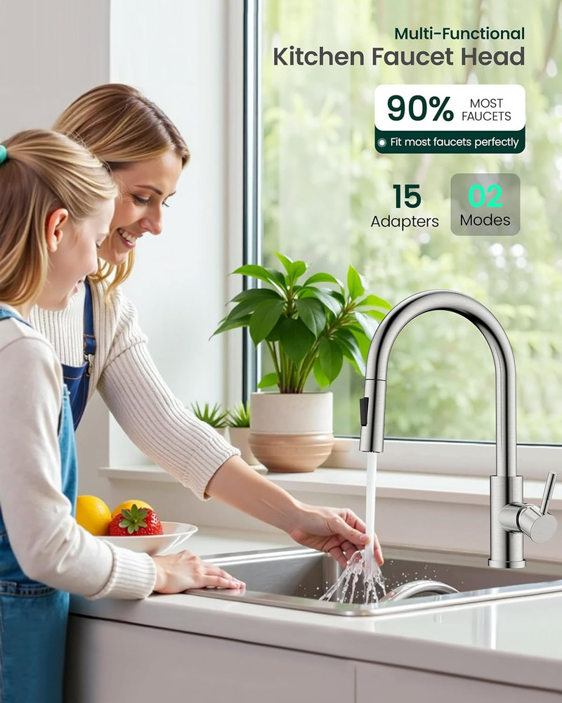 Metal Kitchen Faucet Head Replacement, 2-Mode Pull down Kitchen Faucet Spray Hea