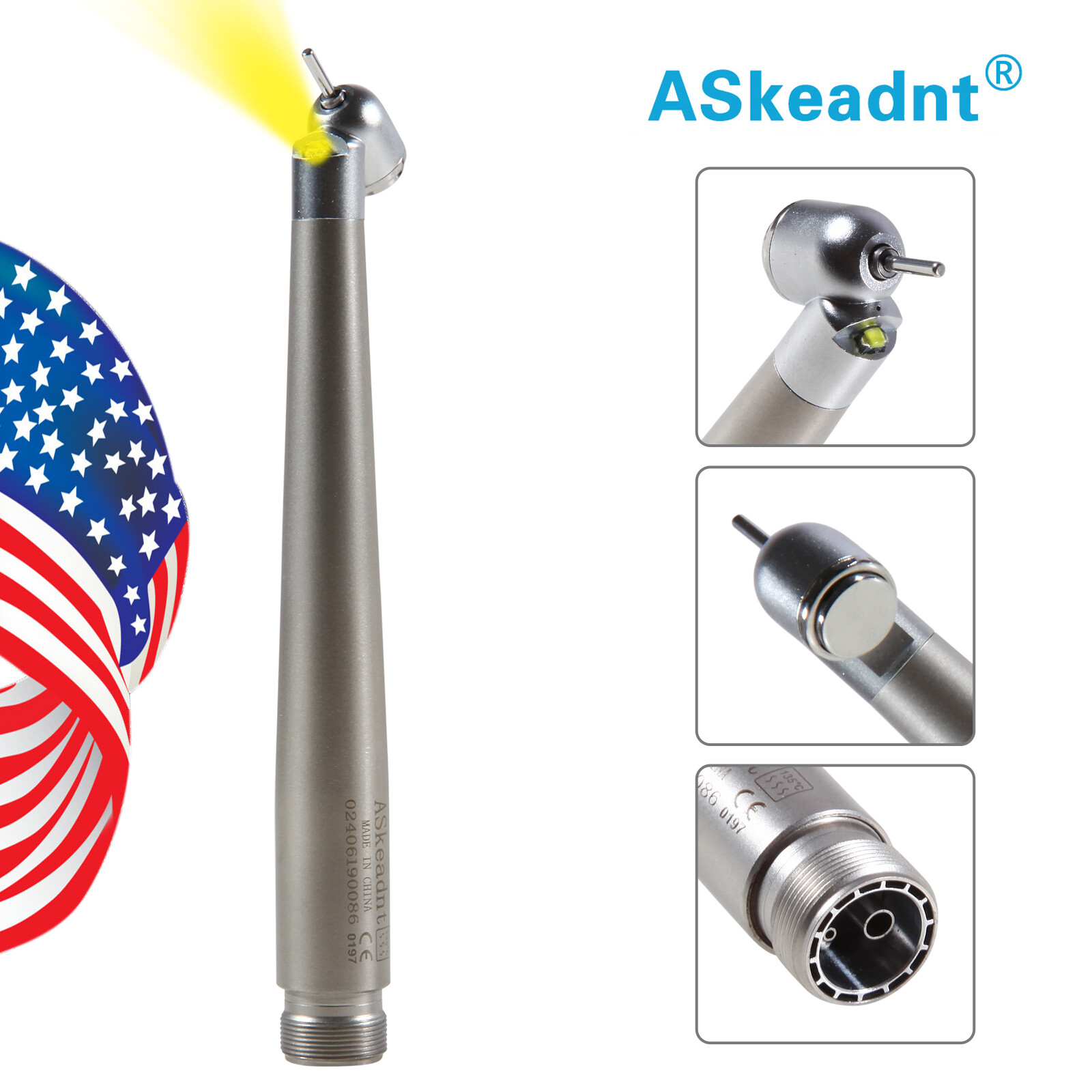 NSK Style Dental Surgical 45° Degree LED High Speed Handpiece Turbine 2 Holes