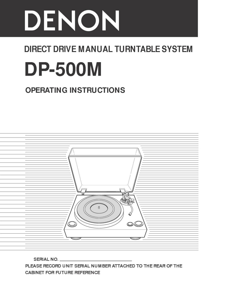 Denon DP-500M Turntable Owners Manual