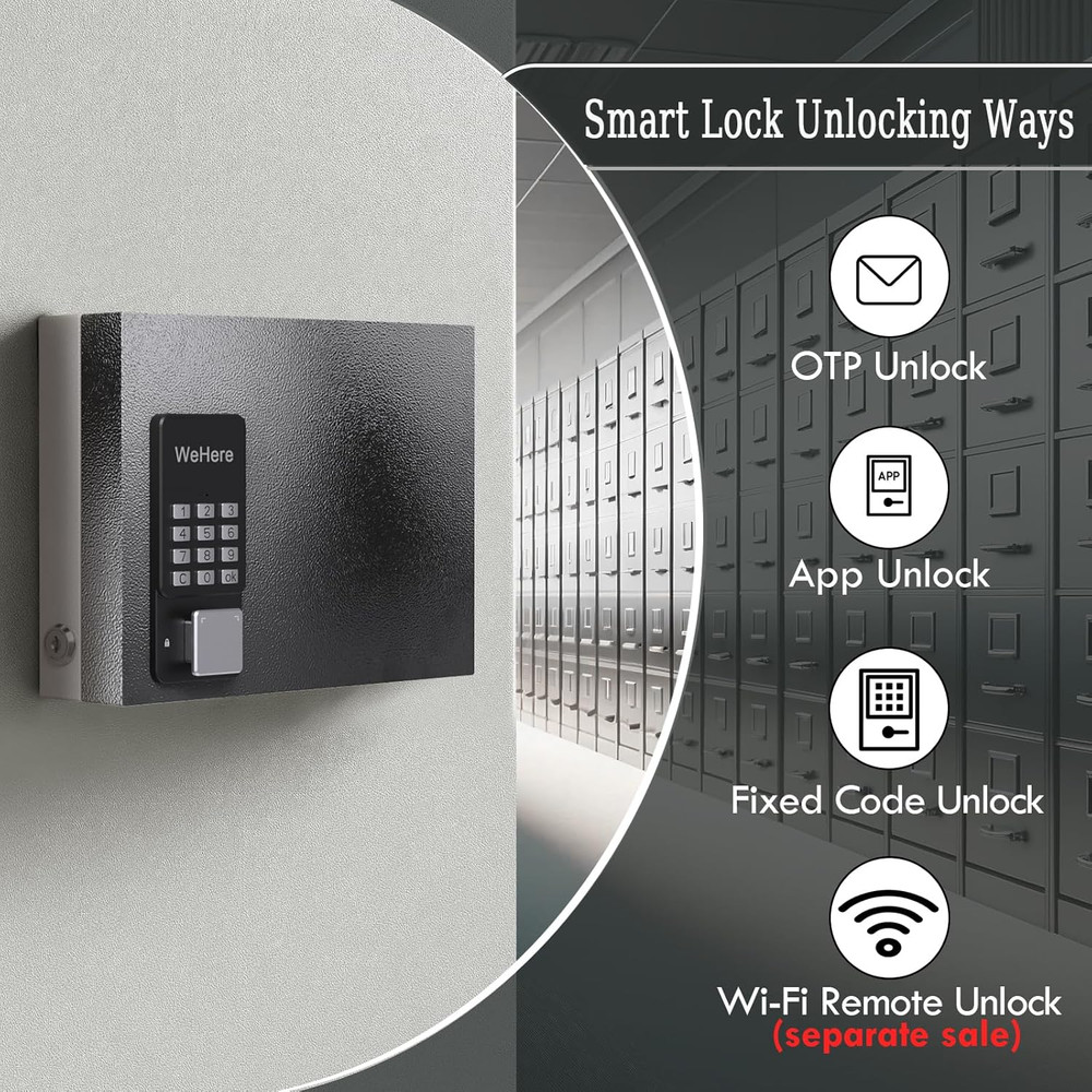 Smart 16 Key Lock Box - Wall Mount Key Cabinet with App & Code Access