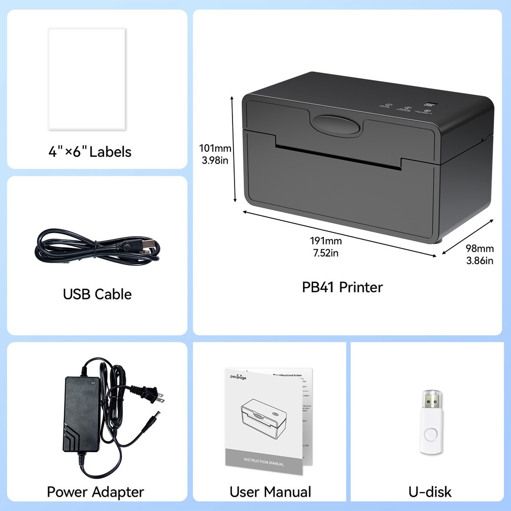 Peripage bluetooth thermal label printer 4x6 shipping label printer