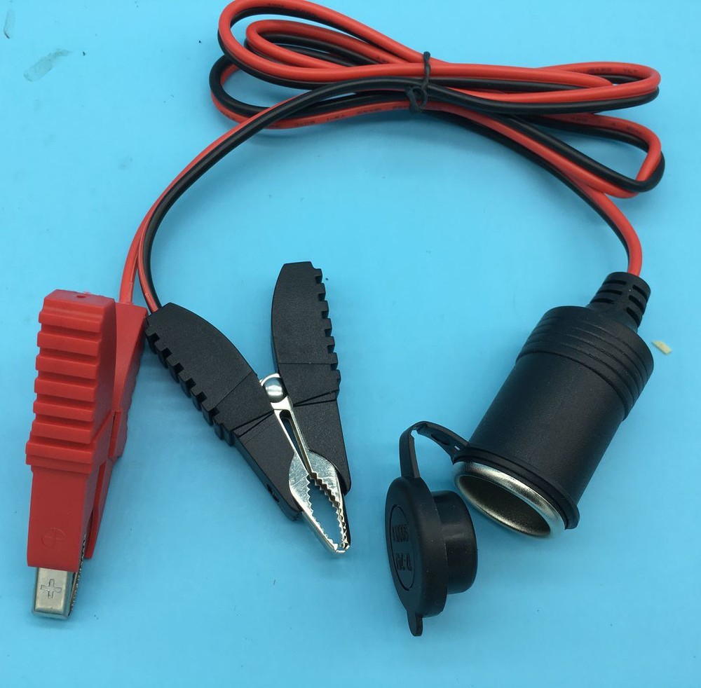 Battery Clip to Cigarette/Cigar Lighter Socket Extension 18AWG 1M Copper cable