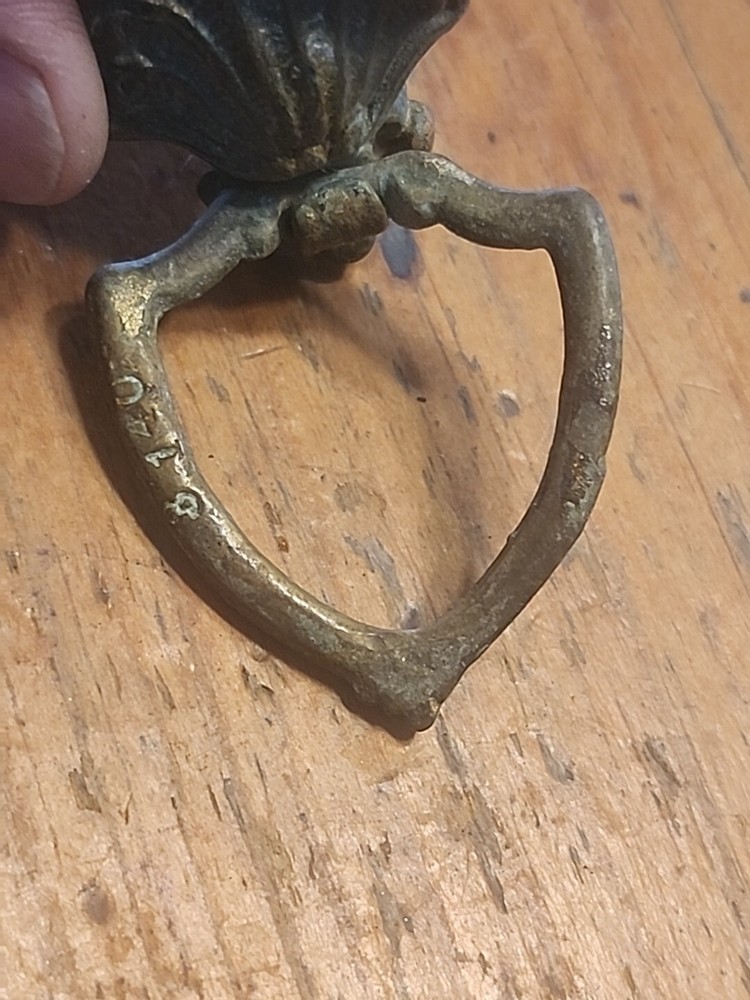 Single Ornate Brass Drop Bail Drawer Pull ~ Single Hole Mount ~ Small - CvHP