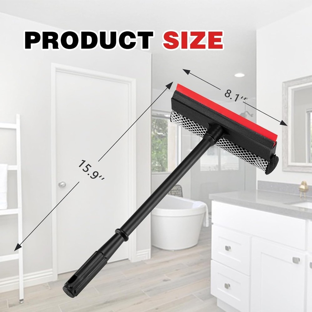 Professional 8.1" 2 in 1 Window Squeegee with 16" Long Handle,Car Squeegee fo...