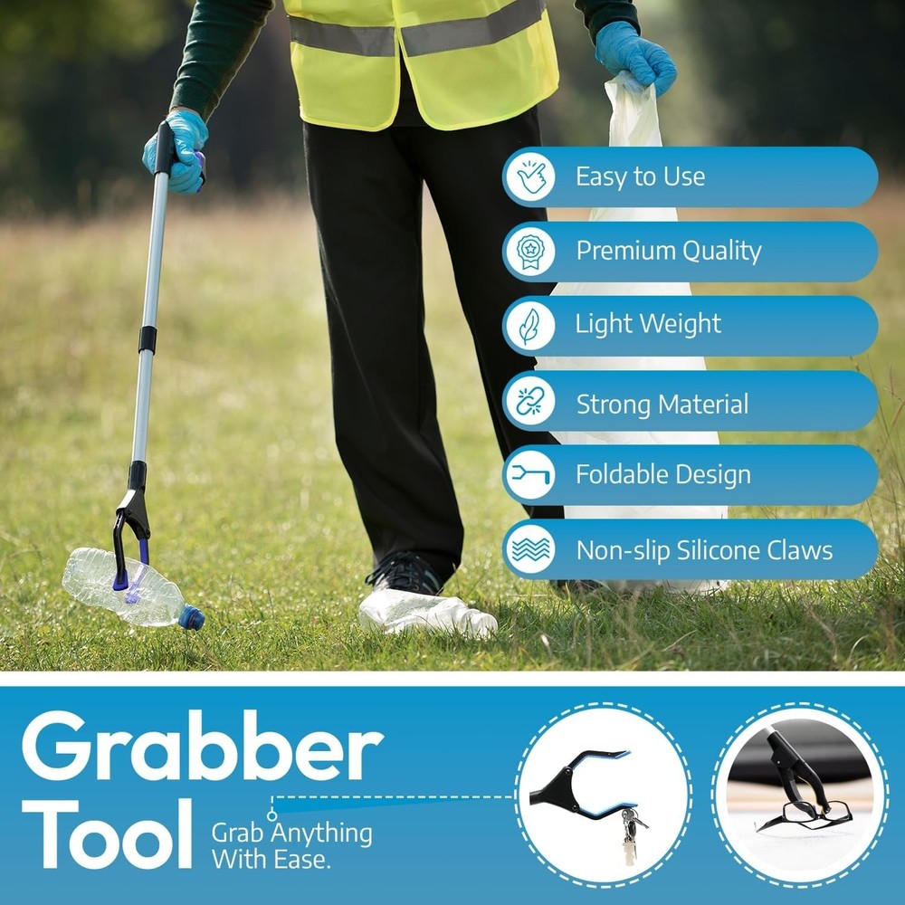 Extra Strength 2024 PowerGrip T9 Foldable Grabber Tool with 96 Grip Points