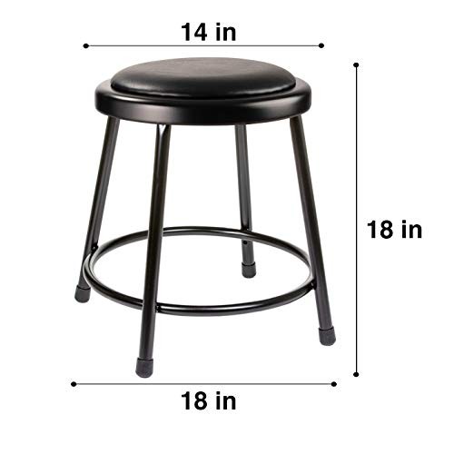 (2 Pack) Vinyl Padded Stool No Assembly Required 18" Black