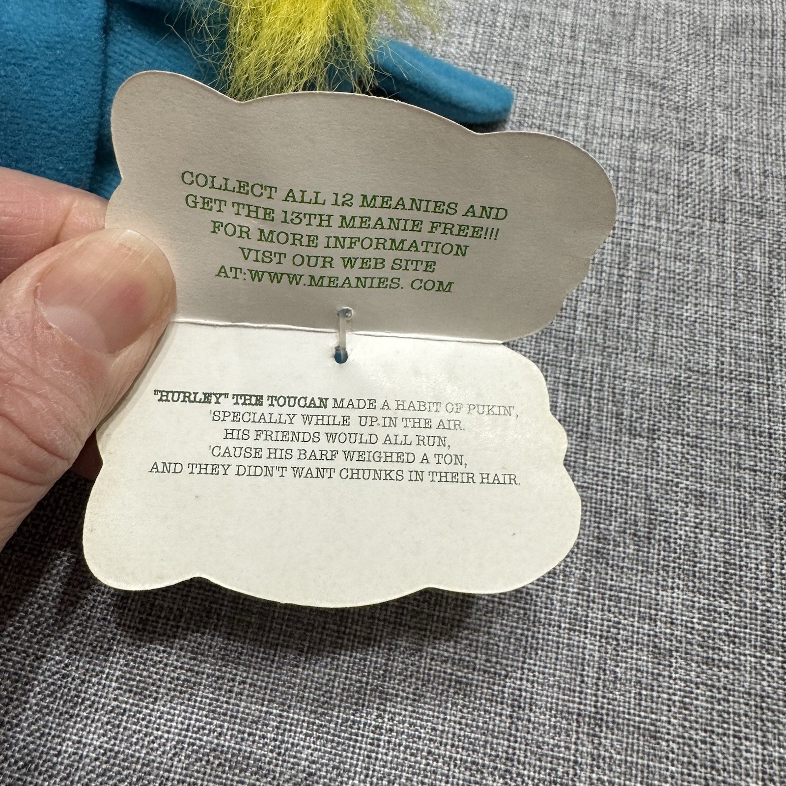 Meanies Series 1 Beanie Hurley the Toucan New with Tag Plush 1997 Vintage