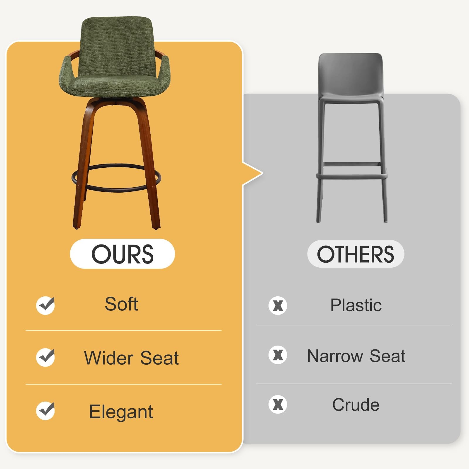 Bar Stools Set of 4 26 Inch Counter Height Chairs with High Backrest