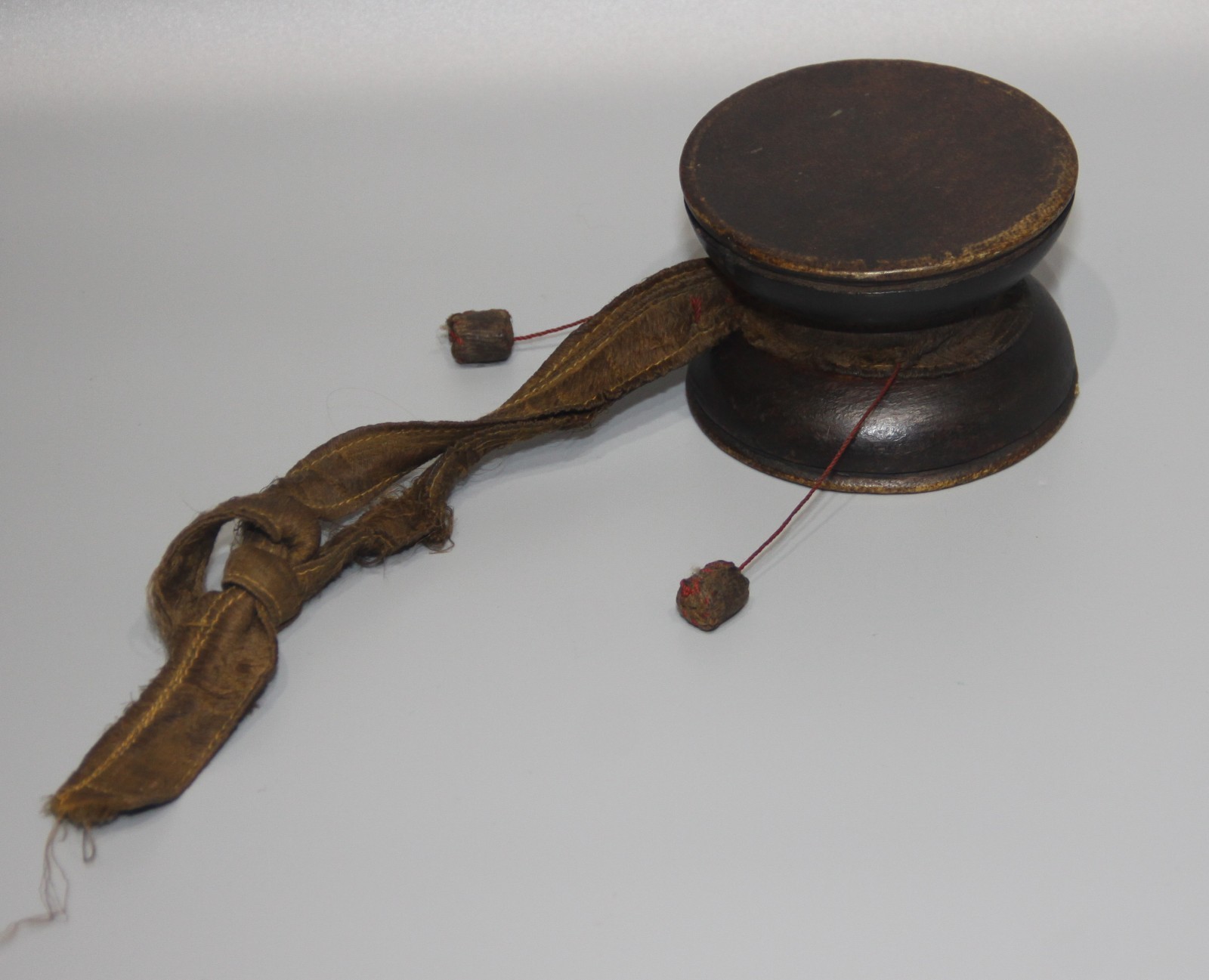 Wonderful Tibet 18th Century Old Antique Buddhist Wooden Drum Damaru Tambourine