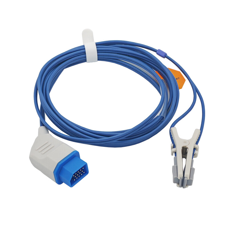 Veterinary Clip SpO2 Sensor Probe Cable 3m 14pin Compatible Nihon Kohden BSM2351