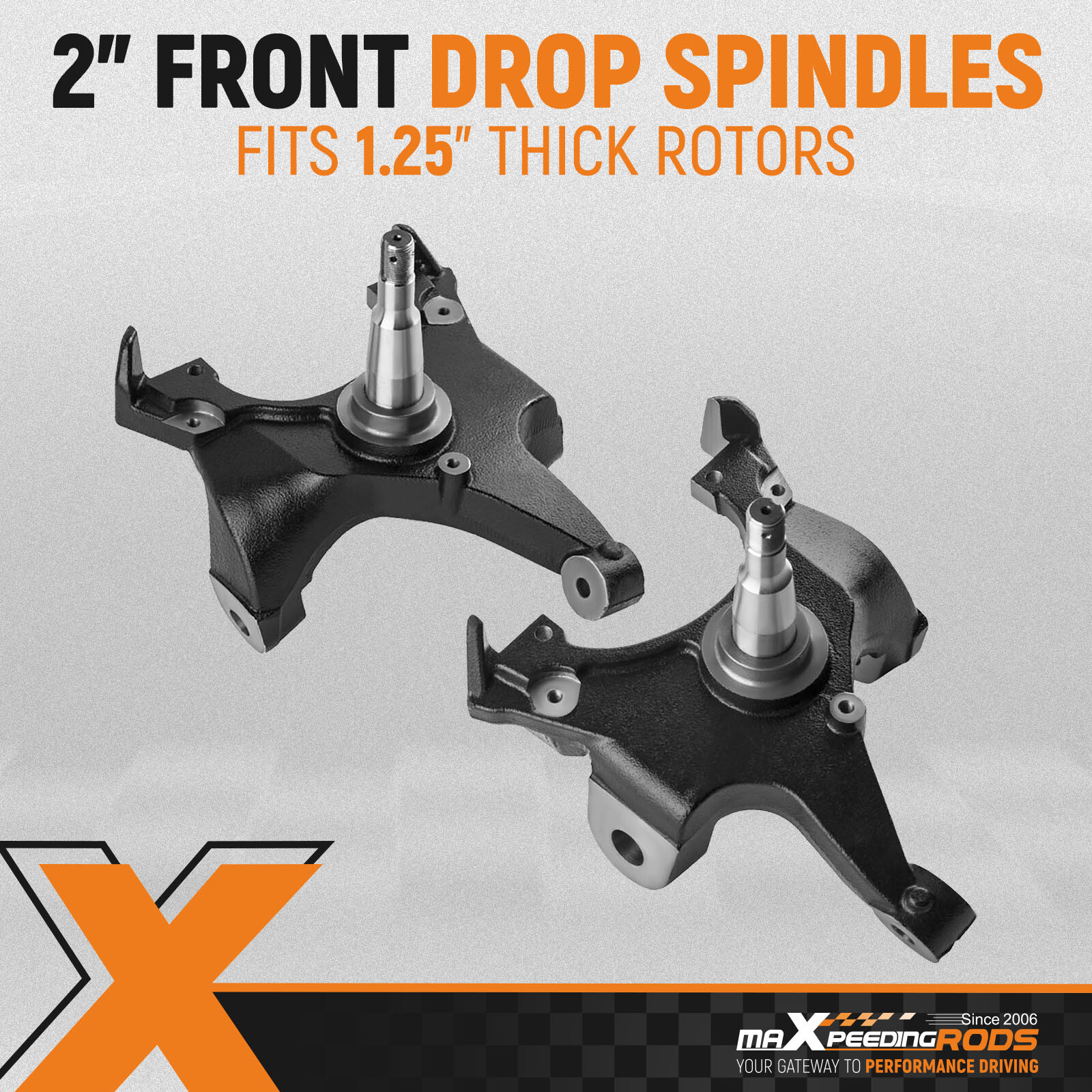 2" Drop Spindles For Chevy Silverado GMC Sierra C1500 2WD 88-98 w/ 1.25" Rotors