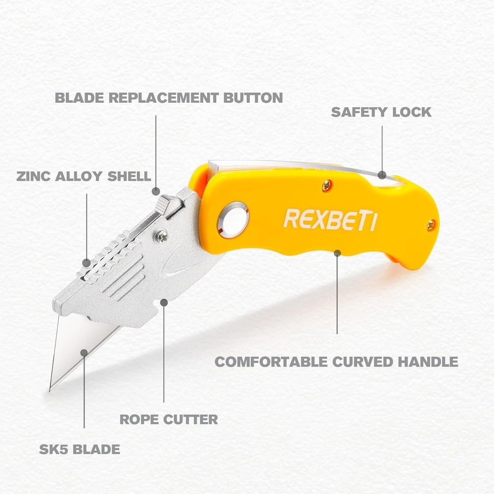 4 Box Cutter Folding Pocket Utility Work Knife Quick-change Locking 10 Blades