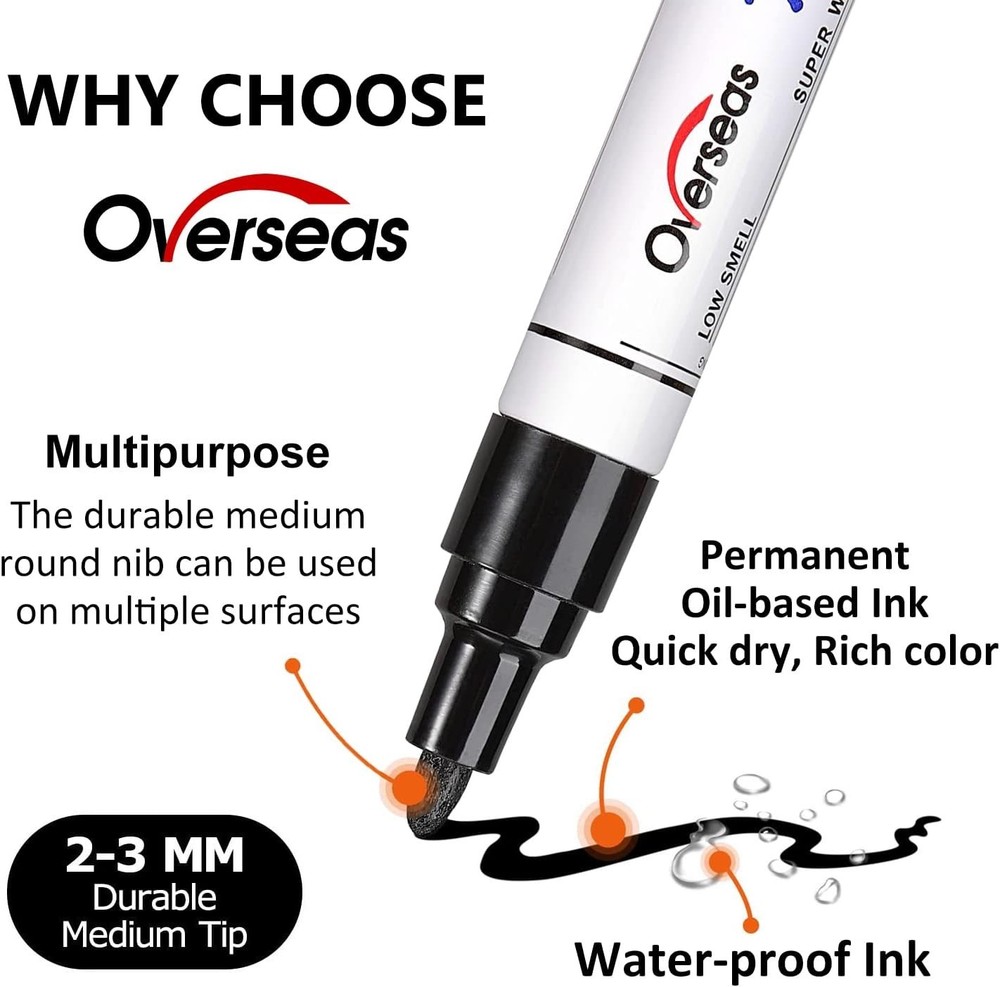 2-Pack Black Oil-Based Paint Markers - Quick Drying & Waterproof
