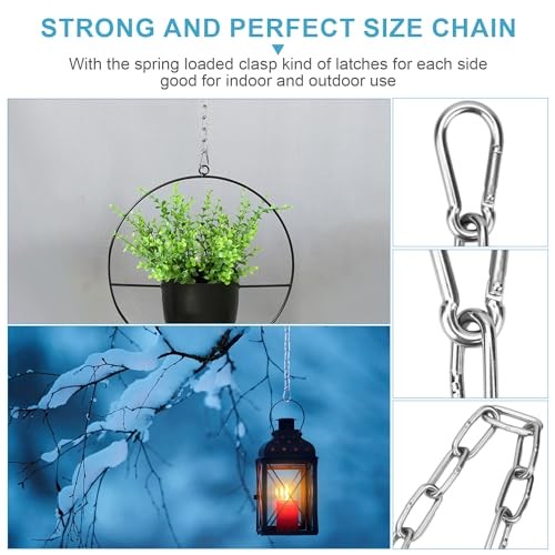 2 Pack Gate Chain Lock for Outdoor Fence with Carabiner, 5/32 x 24 Inch