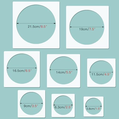 8PCS Large Circle Stencil, Large to Small Different Sizes Circle Templates for