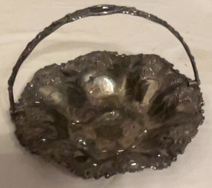 Medium Size Antique Silver Plate Basket Bowl. Grape Pattern. #514-01-6958