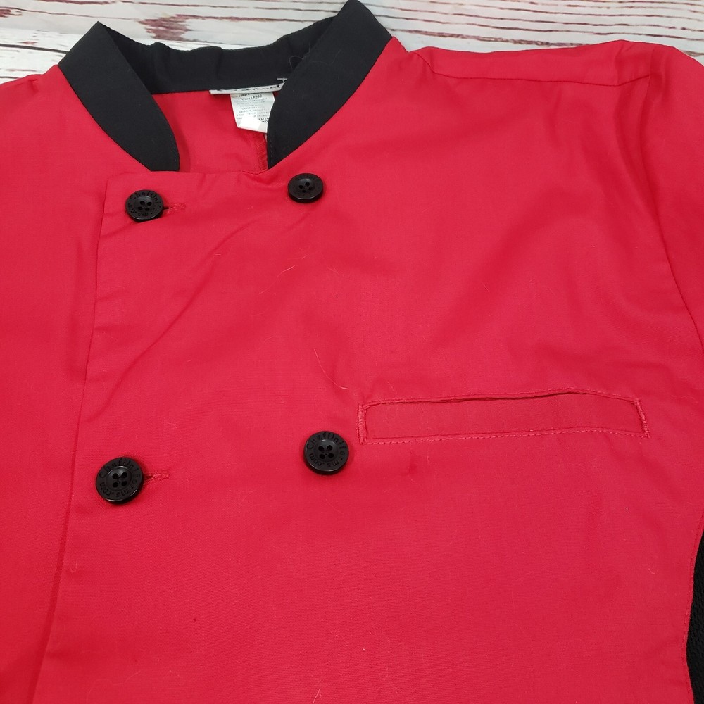 UA Uniforms Chefs Jacket - MEDIUM - Double Button Red & Black - NEW WITH TAGS