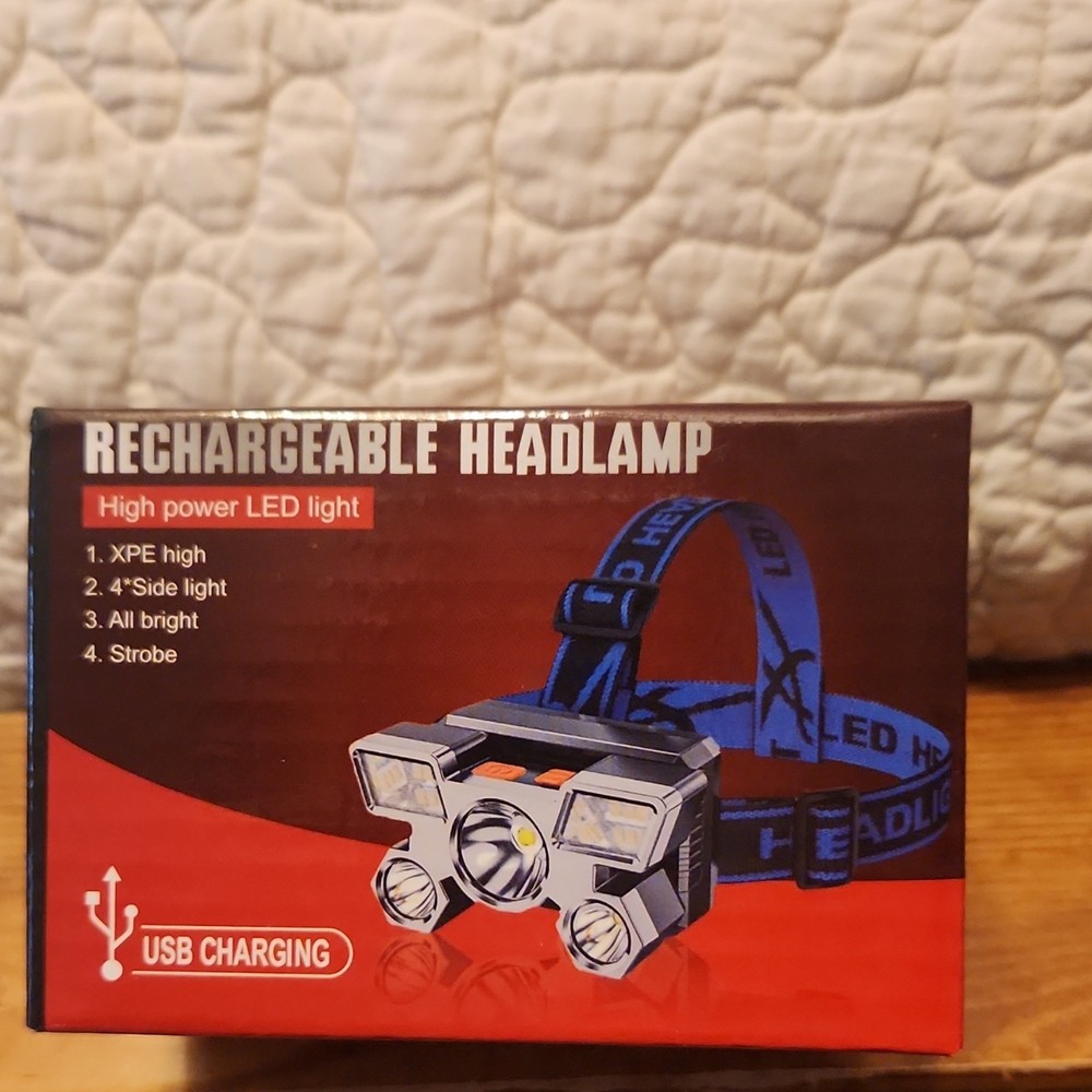 Rechargeable USB LED Headlamp Strobe Multicolor Plastic Camping Hiking